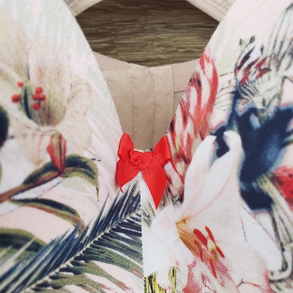 Floral Cacique 42 H Racerback Bra with Padded Under Support Plus Size - Picture 5 of 16